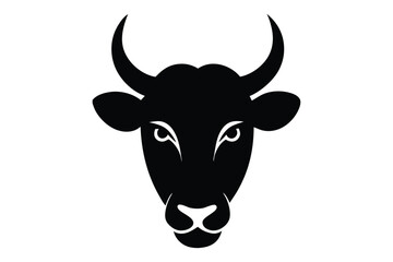 Vector artwork of cow head silhouette icon | side view farm face in simple lines