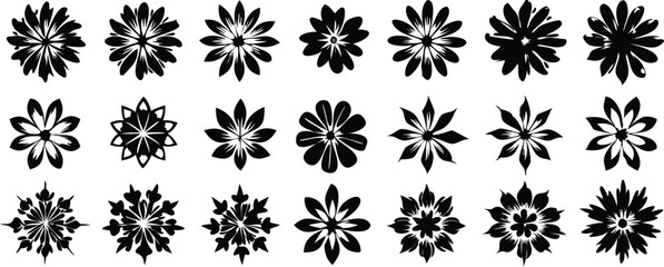 a set of Symmetrical Flower Design Set  Radial Petal Motifs for Decorative Use