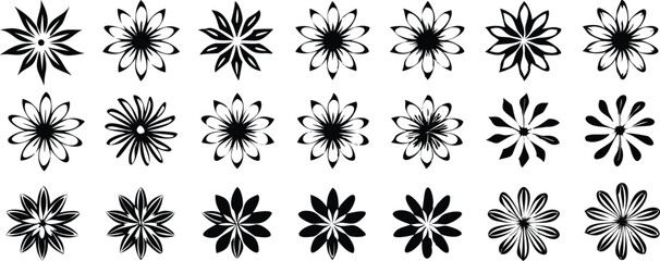 a set of Symmetrical Flower Design Set  Radial Petal Motifs for Decorative Use