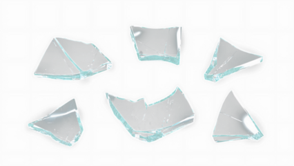 Glass mirror breaked shatter with debris super slow motion. Macro camera