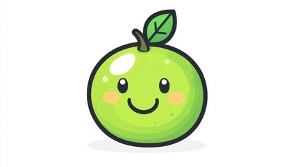 Obraz premium This cute cartoon lime fruit has a cheerful expression and is illustrated in a simple style ideal for children's content