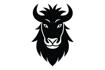 Abstract cow head silhouette vector file | minimal clean black animal profile
