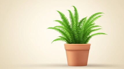 The refined beauty of a fern in a pot is accentuated by a pale pastel background in this captivating still life, perfect for adornment
