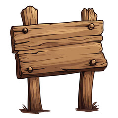 Illustration of Cartoon Wooden Empty Sign Icon Isolated on White Background