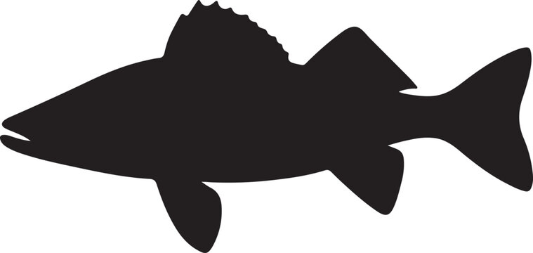 Walleye fish clip art silhouette design vector art illustration.