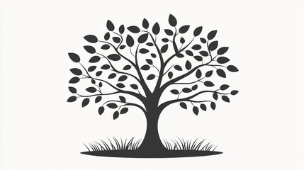 Fototapeta premium Peaceful nature scene featuring a simple tree silhouette, designed for use in environmental or natural graphics