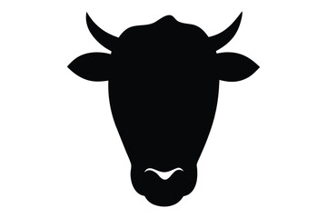 Bold cow head silhouette vector art | minimal black cattle face for professional graphics