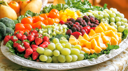 Assorted fruit and vegetable platter ideal for health-based party presentation