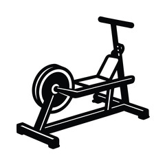 Seated Row Machine Back Exercise Equipment Silhouette Vector Art Illustration