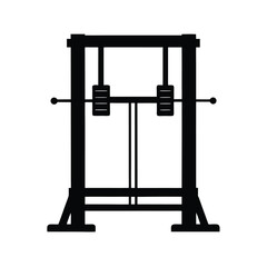 Smith Machine Strength Training Gym Equipment Silhouette Vector Art Illustration