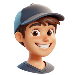 Cheerful Cartoon Boy Portrait: A Smiling, Happy Character with a Youthful Style and Positive Vibes in Modern Digital Art Rendering