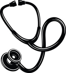 Stylish stethoscope vector graphics resource, stethoscope silhouette vector art, stethoscope line art vector icon design