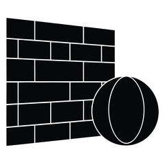 Wall Ball Minimalist Fitness Training Tool Silhouette Vector Art Illustration