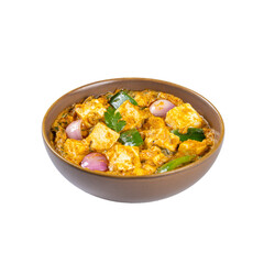 Bowl of Kadhai paneer Curry on a Transparent PNG background 