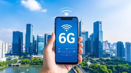 Experience Seamless Connectivity with 6G Technology in a Modern Cityscape Setting - Powered by Adobe