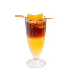 Peach cold coffee, peach cold brew coffee on a Transparent PNG background 