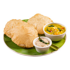 Plate of Puri with Aloo Curry on a Transparent PNG background 