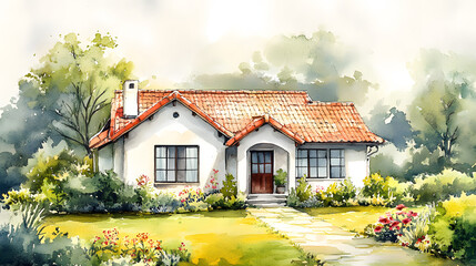 Charming Country House in Watercolor
