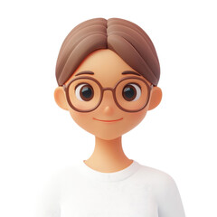 Charming 3D Cartoon Portrait: A Cheerful Character Illustration with a Modern and Playful Style, Perfect for Digital Artwork and Friendly Designs