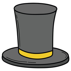 Hand drawn cartoon gentleman's hat on white background.