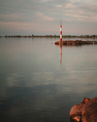 Amazing sunset over lake Balaton in summer