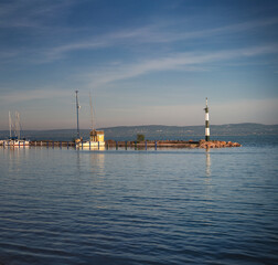 Amazing sunset over lake Balaton in summer