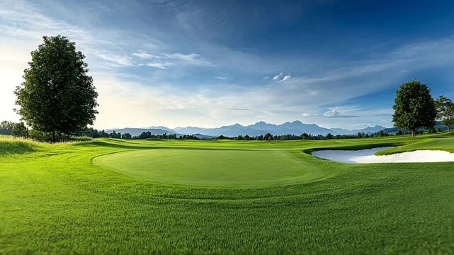 Serene Golf Course with Mountain View