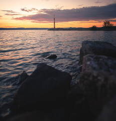 Amazing sunset over lake Balaton in summer