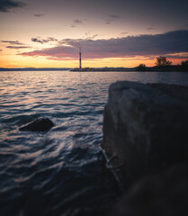 Amazing sunset over lake Balaton in summer