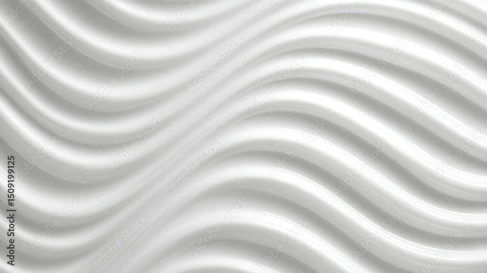 Poster abstract white curves flowing dynamically, generating elegant textural pattern serving minimalist gr