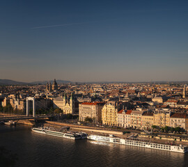 Nice houses at the riverbank of Budapest, Hungary