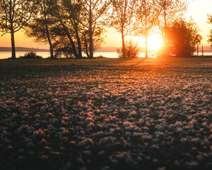 Amazing sunset at lake Balaton in May