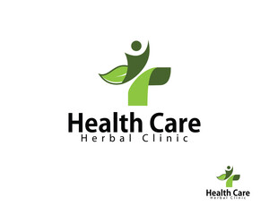 health care logo creative design concept plus people leave nature symbol