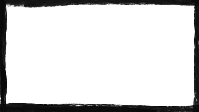 Hand drawn frame animation in sketch style with thin black lines on transparent background Looping outline border for motion graphics overlays presentations and design elements