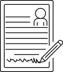 Document with lines person icon and pencil outline illustration