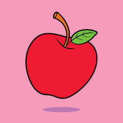 Apple Fruit Illustration. Apple Fruit Clipart. Red Apple Cartoon Hand-drawn Vector Icon
