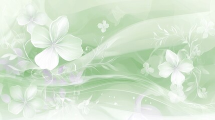 Delicate floral design in pale green and white.