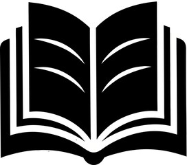 Simple black and white book illustration perfect for educational or literacy related concepts