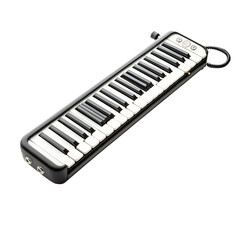 A melodica with its sleek black and white keys, promises a symphony of sounds and musical journeys.