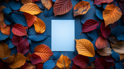 Wasp colored leaves and paper place for the inscription background