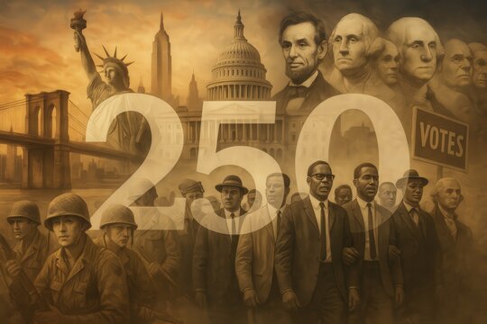 Historical Montage With America 250 And U.S. Figures