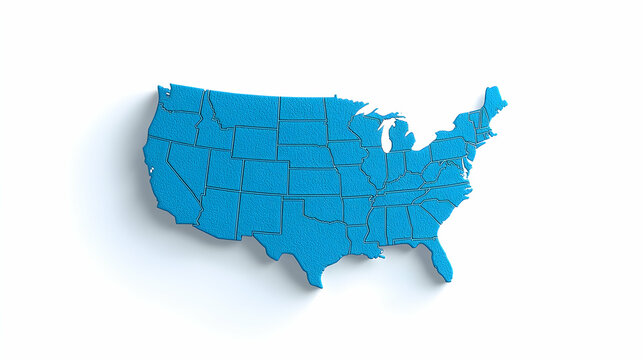 Isometric Blue Cube Map of the United States
