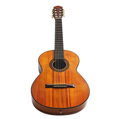 Obraz premium An acoustic guitar in pristine condition stands ready to make melodious music.