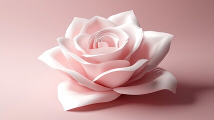 A delicate, detailed 3d rendering of a light pink rose.