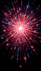 Red and Blue Fireworks Explosion in Night Sky


