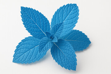 High-Resolution Blue Mint Leaf Macro Image Isolated on White Background – Nature Botanical Close-Up for Design, Art, and Science Projects