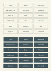 Set of minimal vector call to action buttons. Boho modernist style buttons with natural organic neutral soothing colors for beauty, cosmetics, skin care products, body care, spa, wellness.