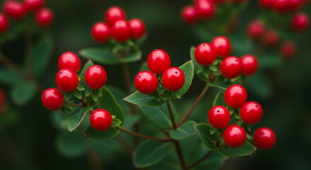 St John s Wort Berries Nature s Vibrant Red Gems on Lush Green Branches Fresh Botanical Beauty