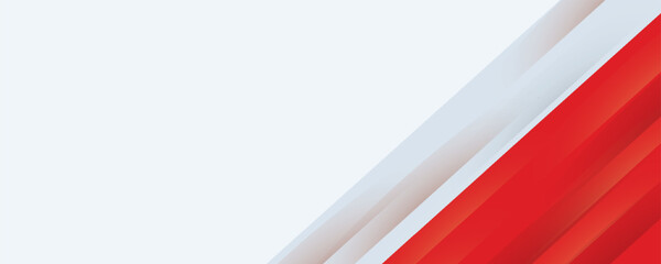 red and white banner background with diagonal stripes