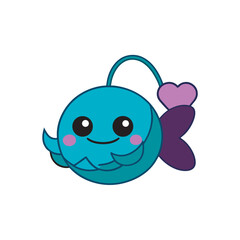 Cute Anglerfish Smiling In Deep Sea